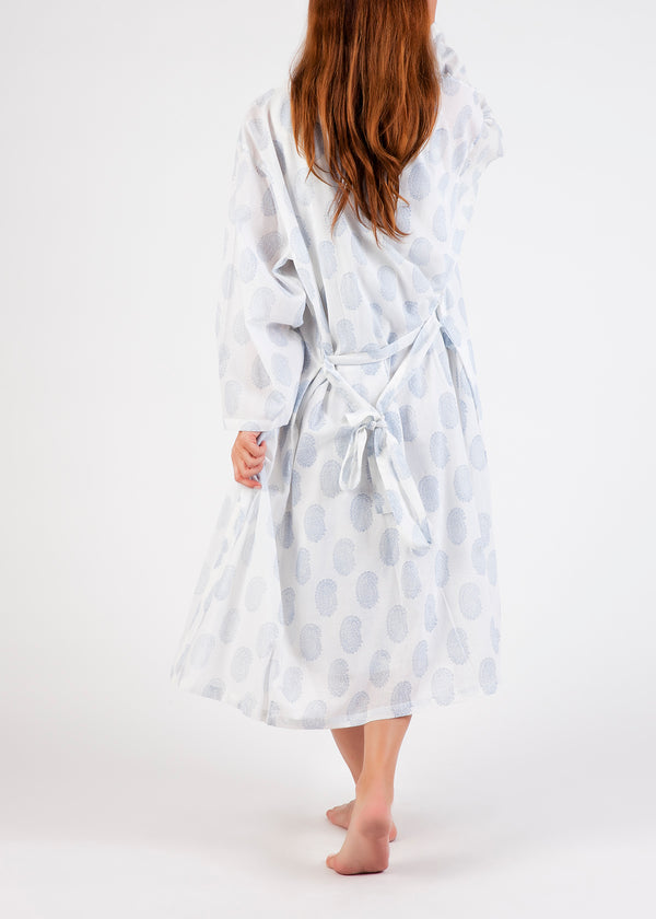 ROBE - BLUE PAISLEY PRINT COTTON VOILE