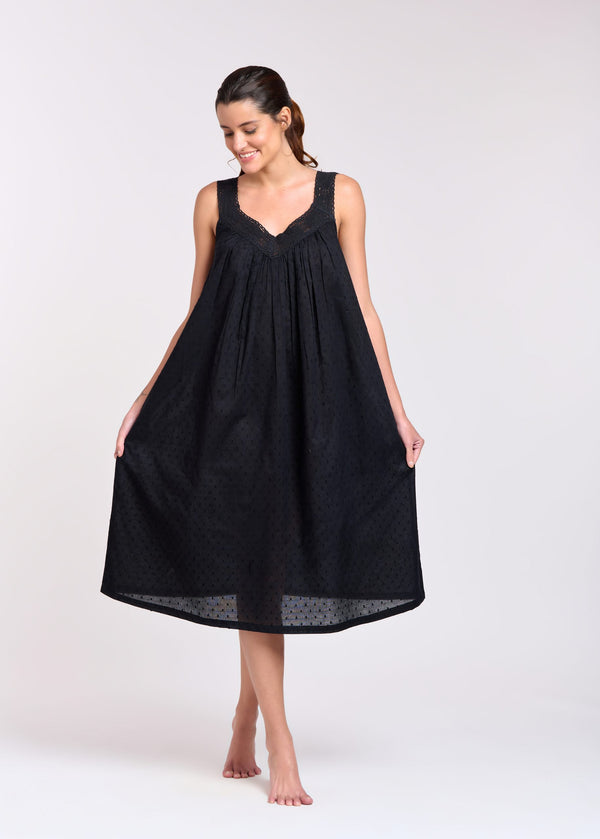 NIGHTIE - V NECK - BLACK - SOPHIE