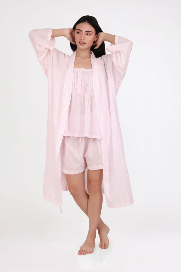 NIGHTIE - V NECK - PINK HAIL SPOT - SOPHIE