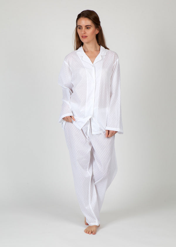 PYJAMA SET - LONG SLEEVES - WHITE - MATILDA