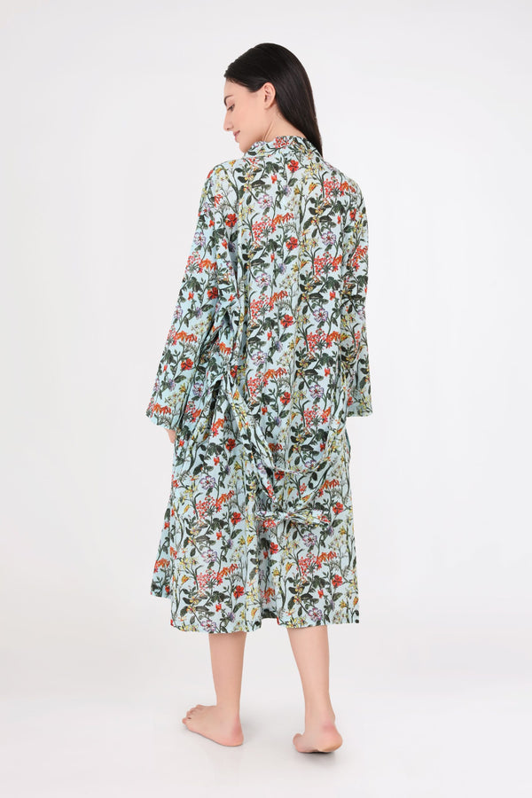 ROBE - GREEN FLORAL COTTON VOILE