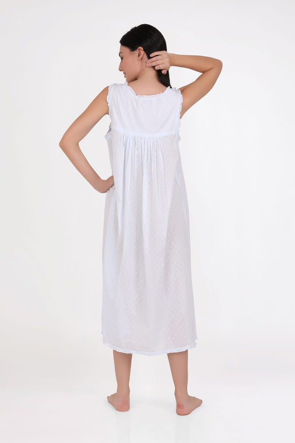 NIGHTIE - SHOULDER BUTTONS - BLUE - GRACE