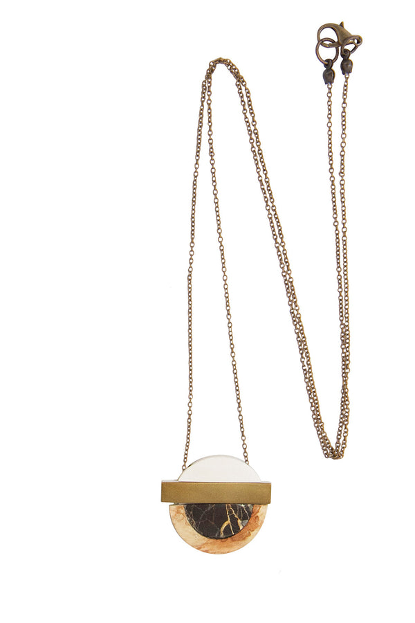 NECKLACE - BRASS CHAIN WITH WHITE BRASS