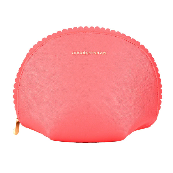 COSMETIC & MAKEUP BAGS - SCALLOPED SMALL POUCH - BABY PINK
