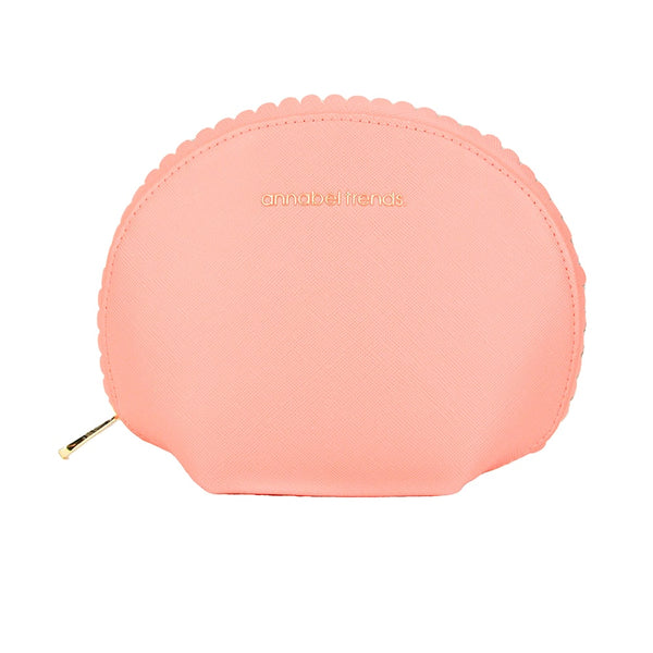 COSMETIC & MAKEUP BAGS - SCALLOPED MEDIUM POUCH - PEACH PINK