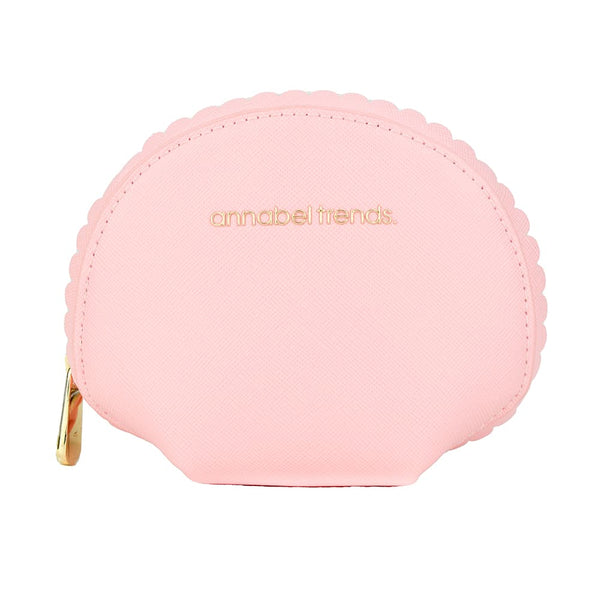 COSMETIC & MAKEUP BAGS - SCALLOPED MEDIUM POUCH - PEACH PINK